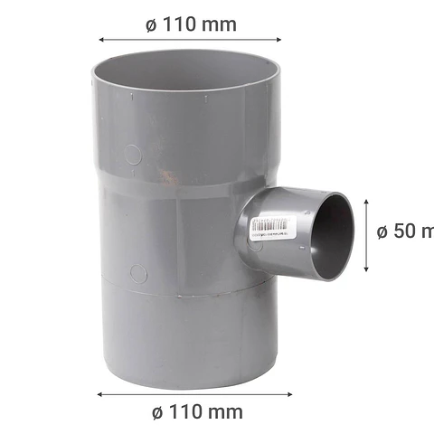 Tee PVC Sanitario Gris 110x50mm